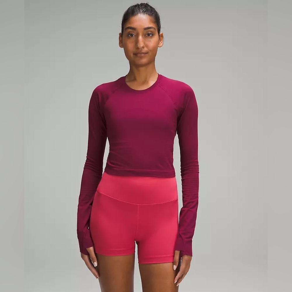 Lululemon Swiftly Tech Cropped Long-Sleeve Shirt 2.0 in Deep Luxe Magenta